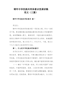 铸牢中华民族共同体意识党课讲稿范文（三篇）
